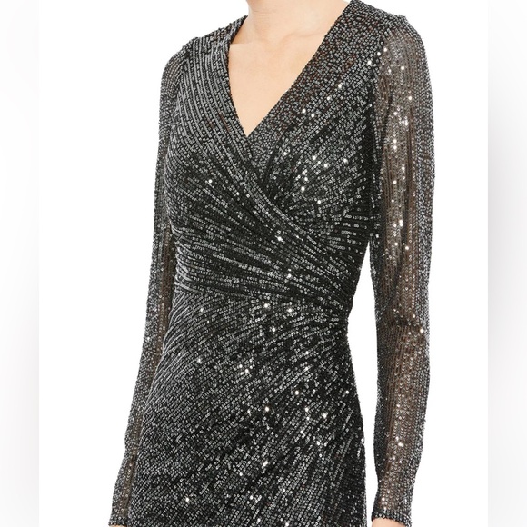 Mac Duggal Black Sequin Long Sleeve Dress 26940 NWT - Picture 9 of 10